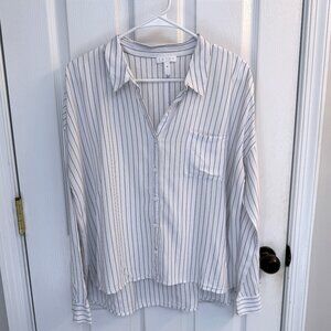 Leith Lightweight White Pinstripe Blouse – Size Medium - Nordstrom
